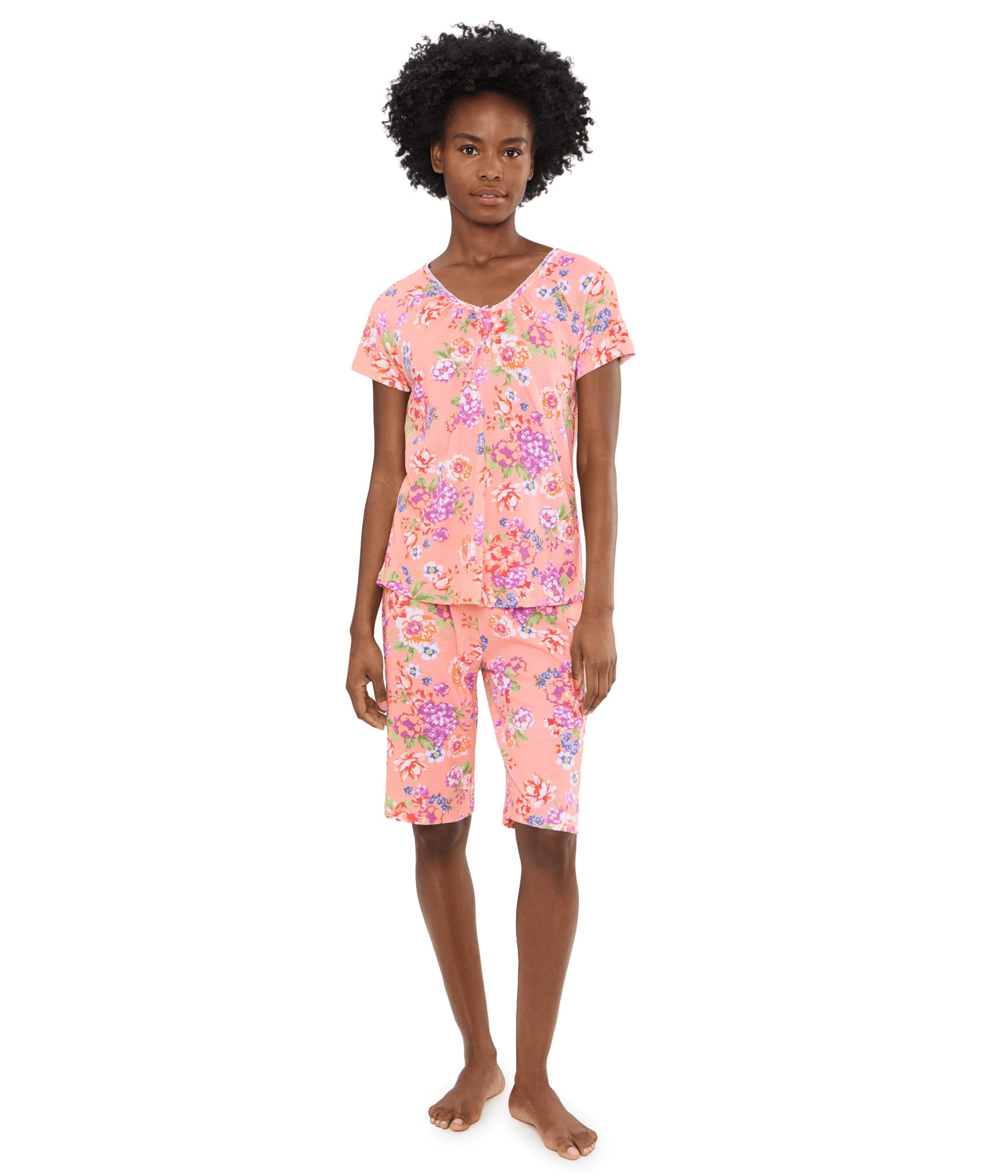 Short Sleeve Henley Bermuda Shorts Pajama Set