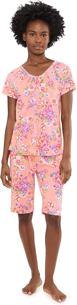 Short Sleeve Henley Bermuda Shorts Pajama Set