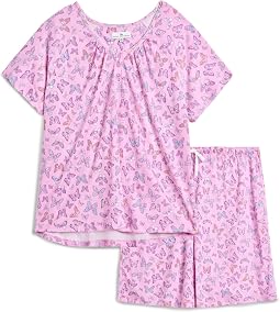 Plus Size Short Sleeve Henley Bermuda Short Pajama Set