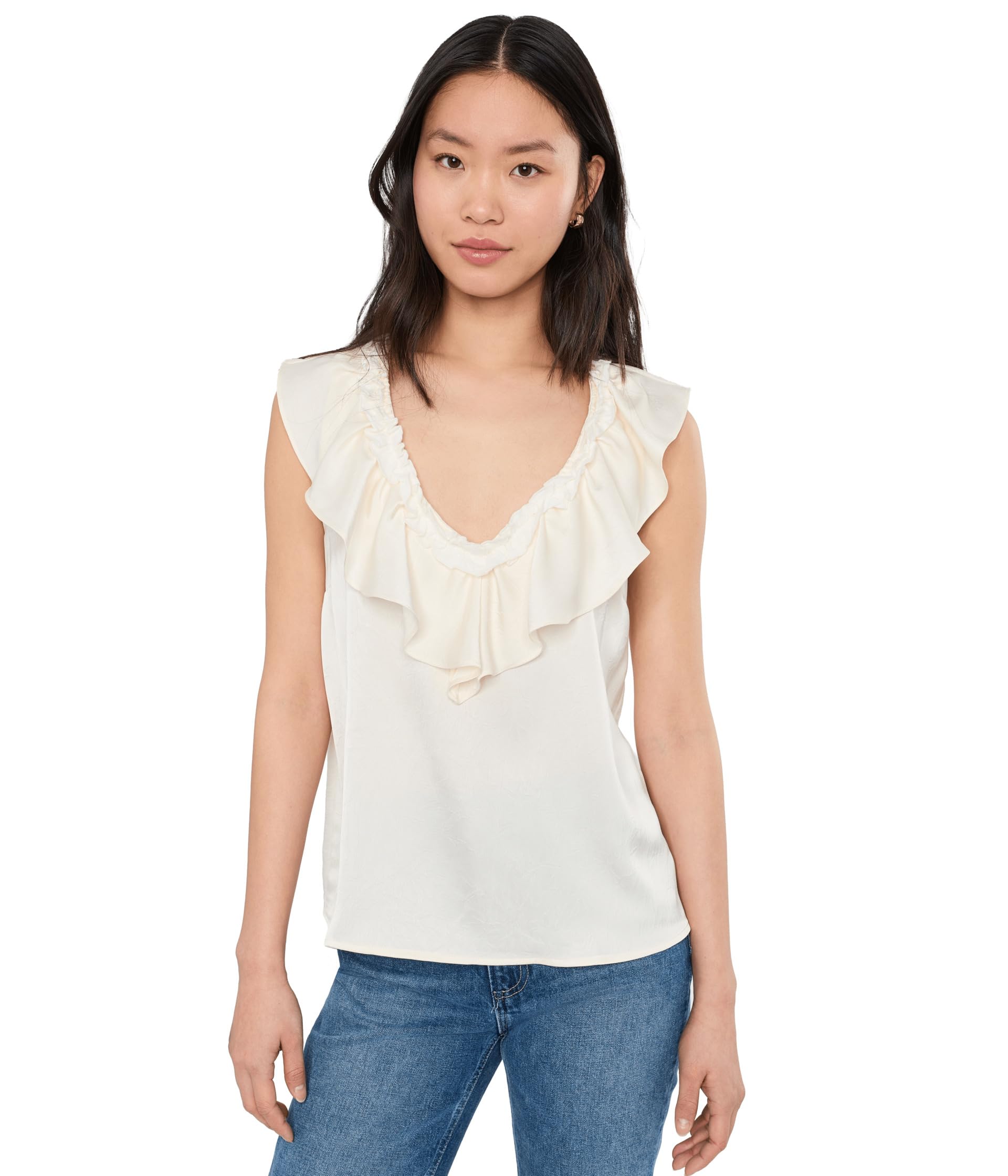 Женский топ Liverpool Los Angeles Ruffle Front Sleeveless Woven To Knit