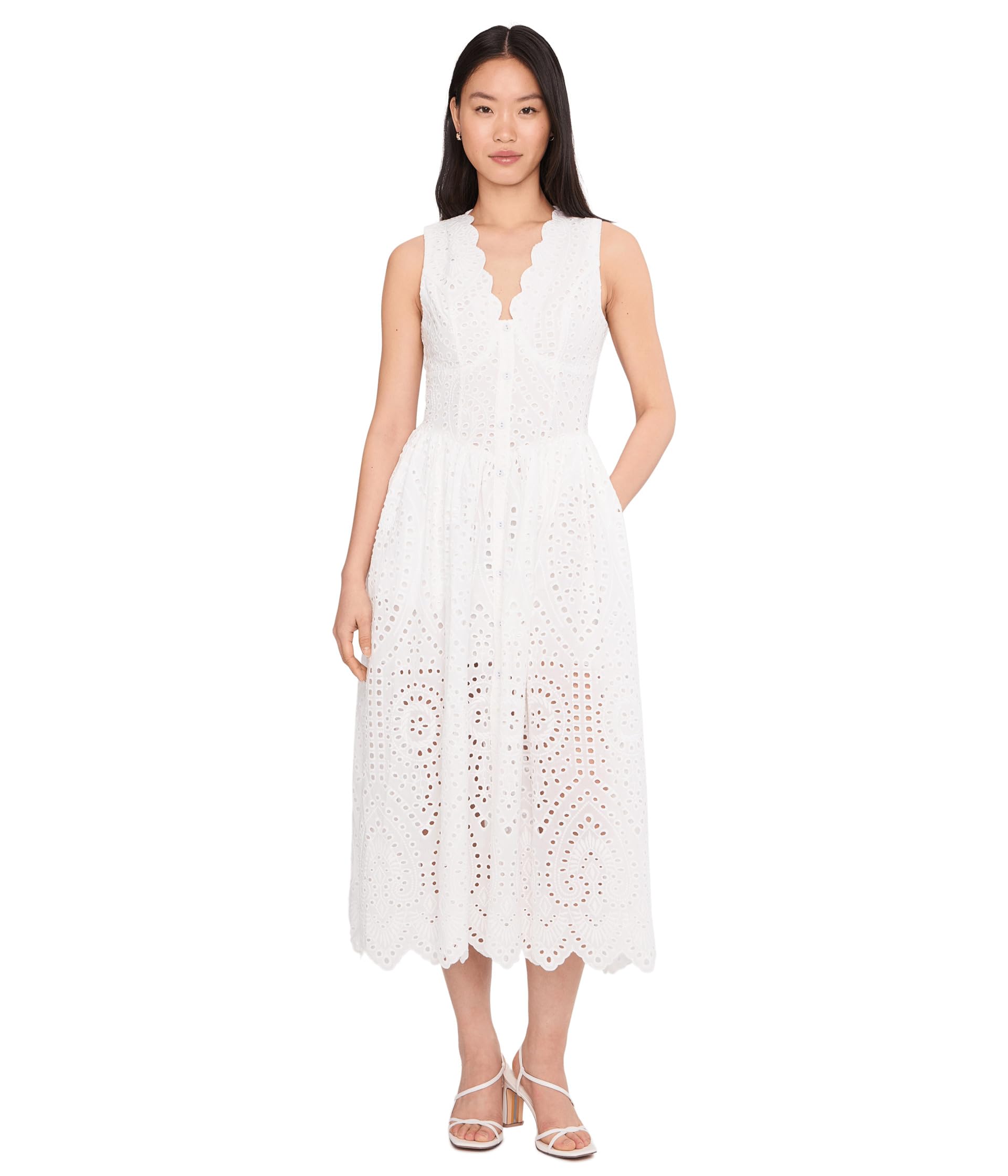Женское платье Scallop Neck Edge Button-Up Midi
