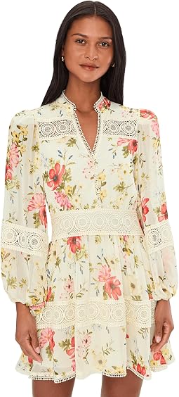 Long Sleeve Lace Detail Mini Dress