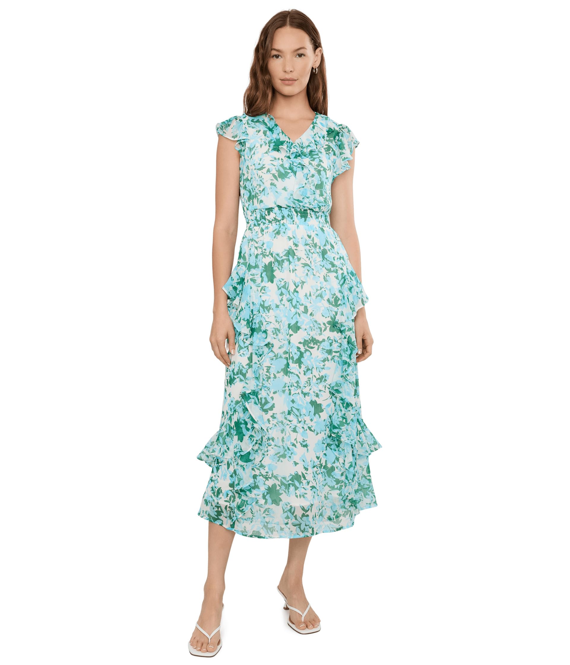 Ruffle Wrap Midi Dress