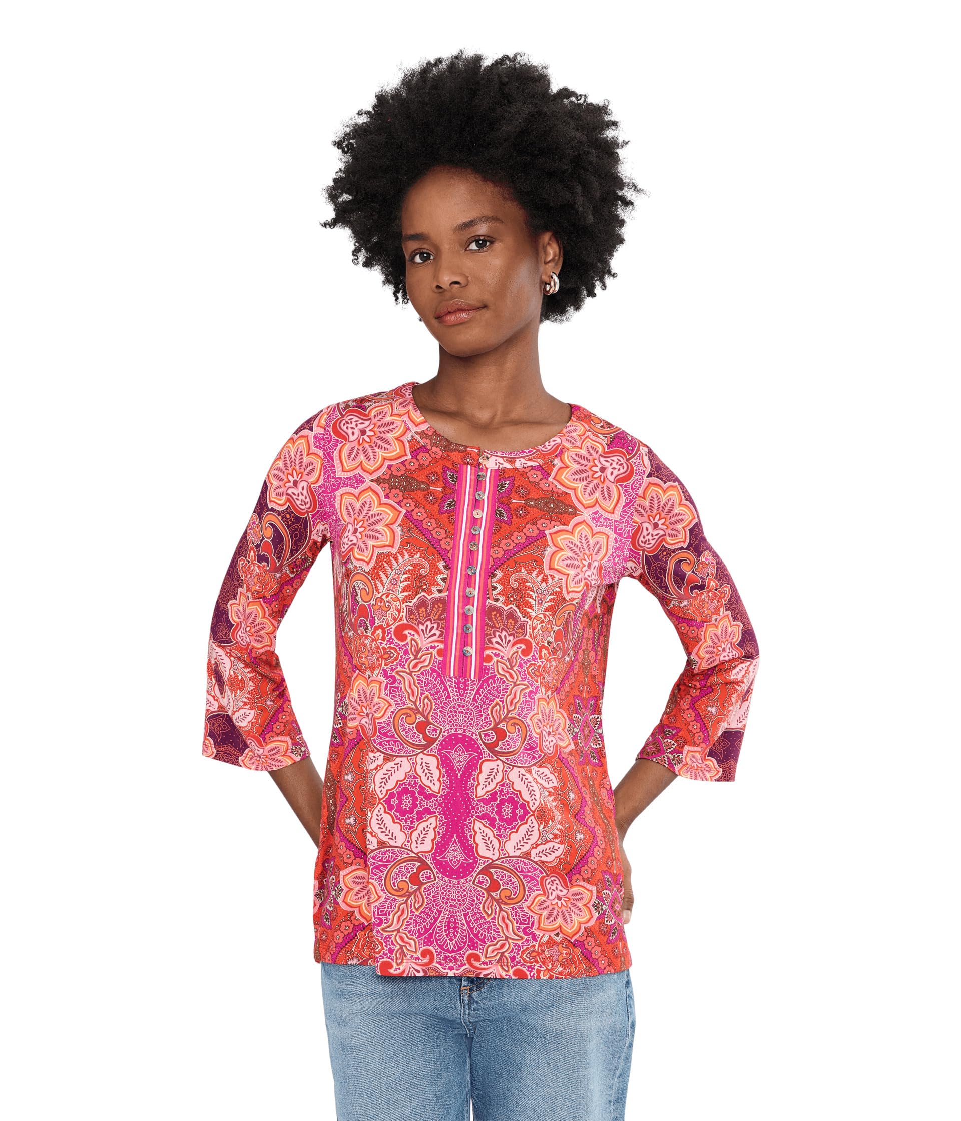The Janie Favorite Button Front Henley Женский топ