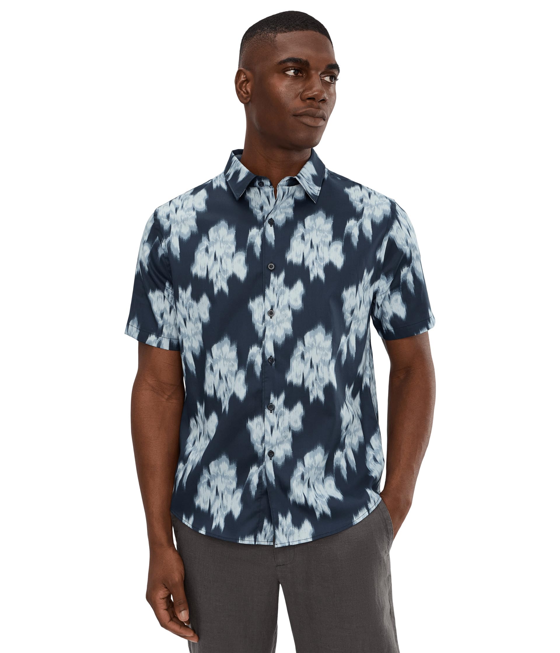 Рубашка Vince Blurred Roses Short Sleeve French Placket