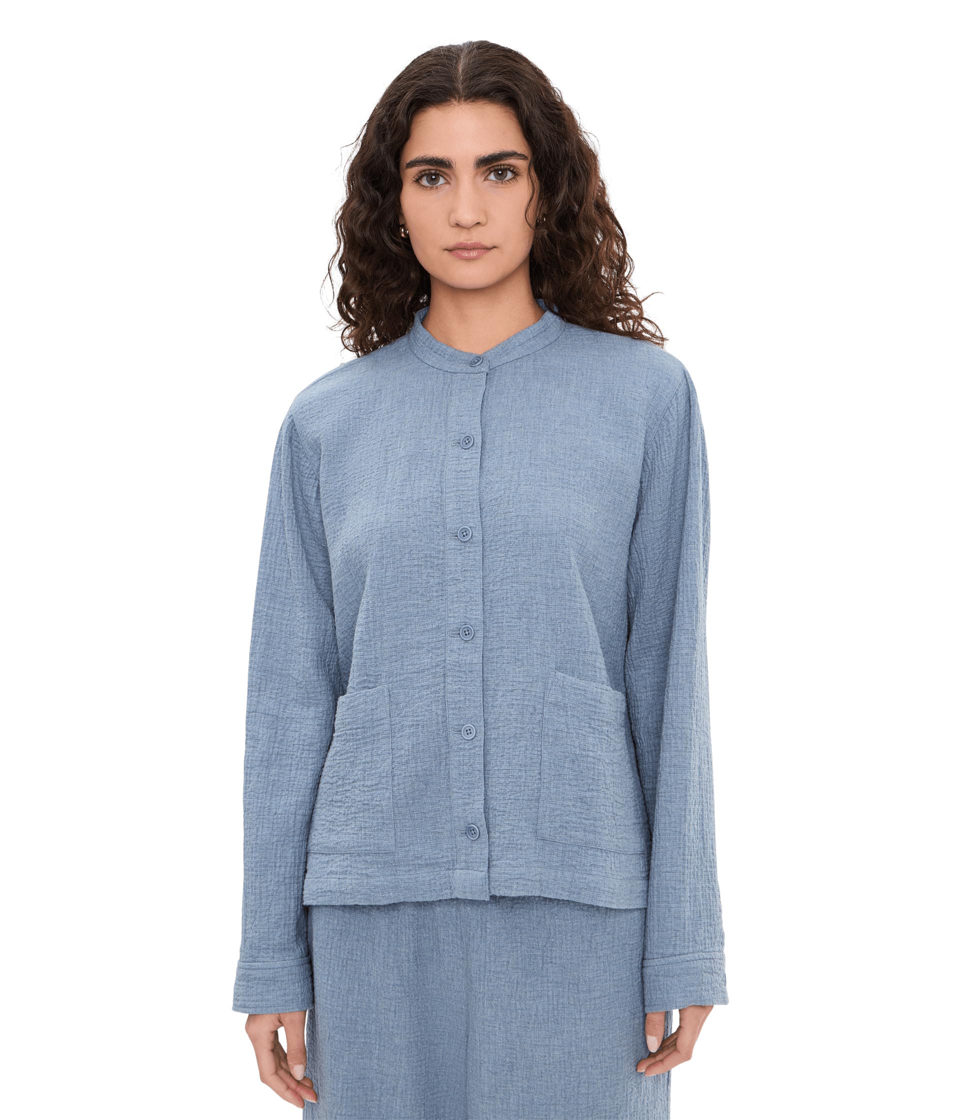 Organic Cotton Doubleweave Mandarin Collar Jacket