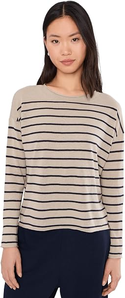 Petite Organic Linen Cotton Jewel Neck Sweater