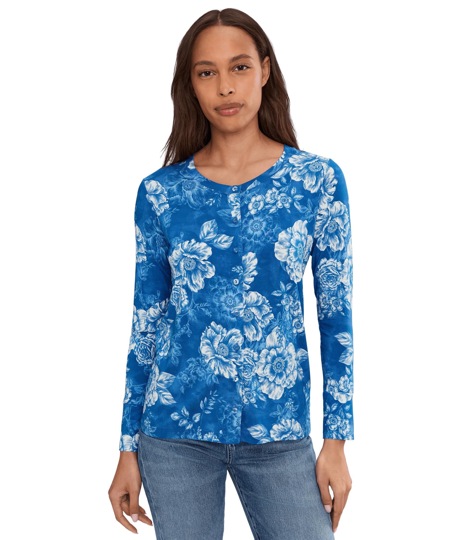 Рубашка Johnny Was The Janie Favorite Collarless Button Down- Spiraea для женщин