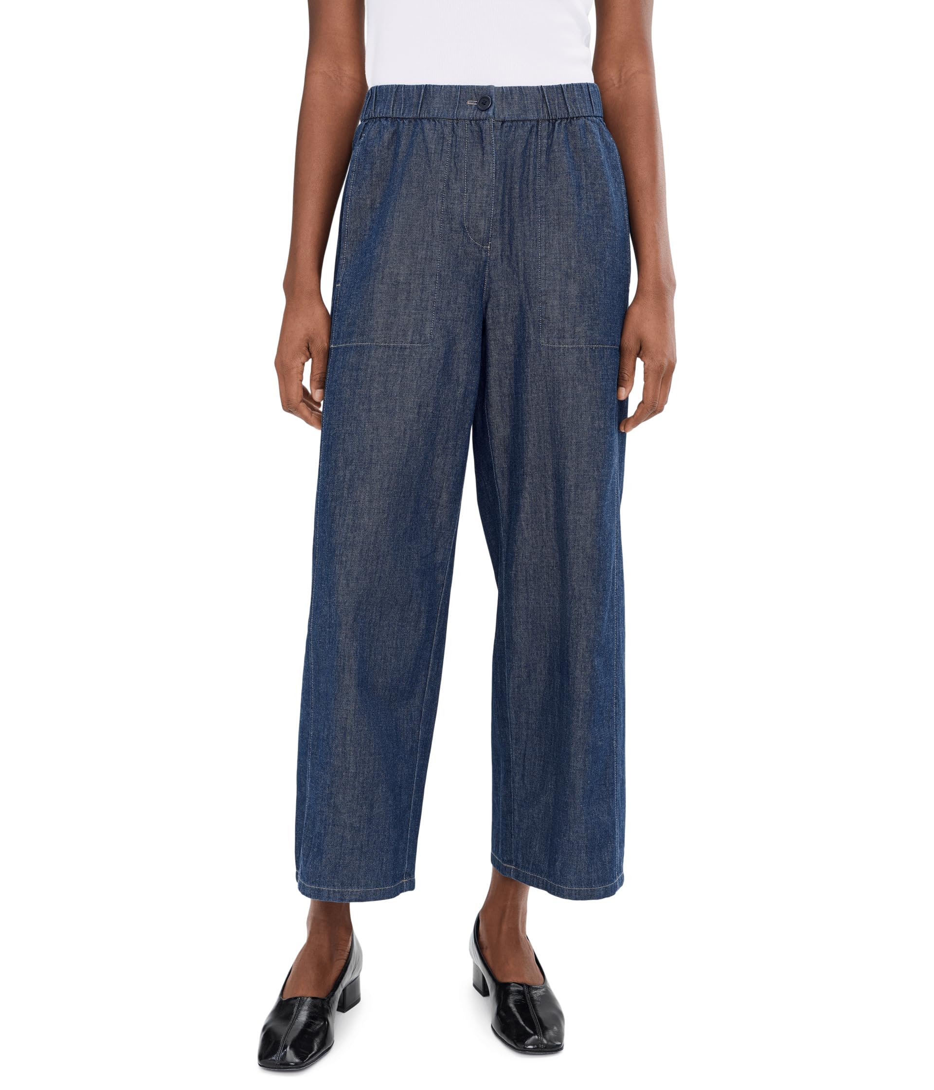 Petite Lightweight Organic Cotton Den Wide Ankle Pants