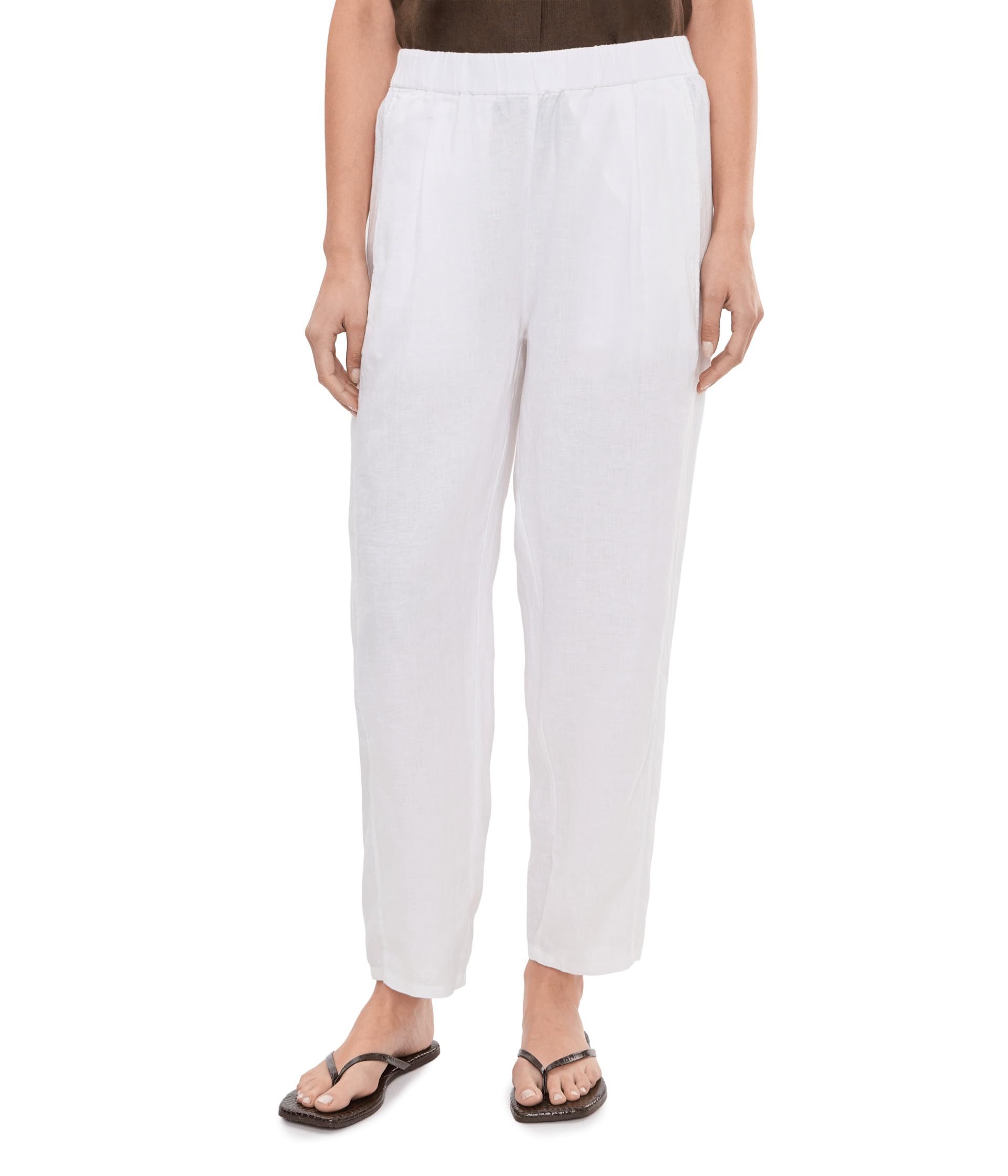 Organic Linen Ankle Pleated Lantern Pants
