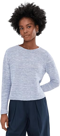 Petite Organic Linen Cotton Slub Crew Neck Sweater