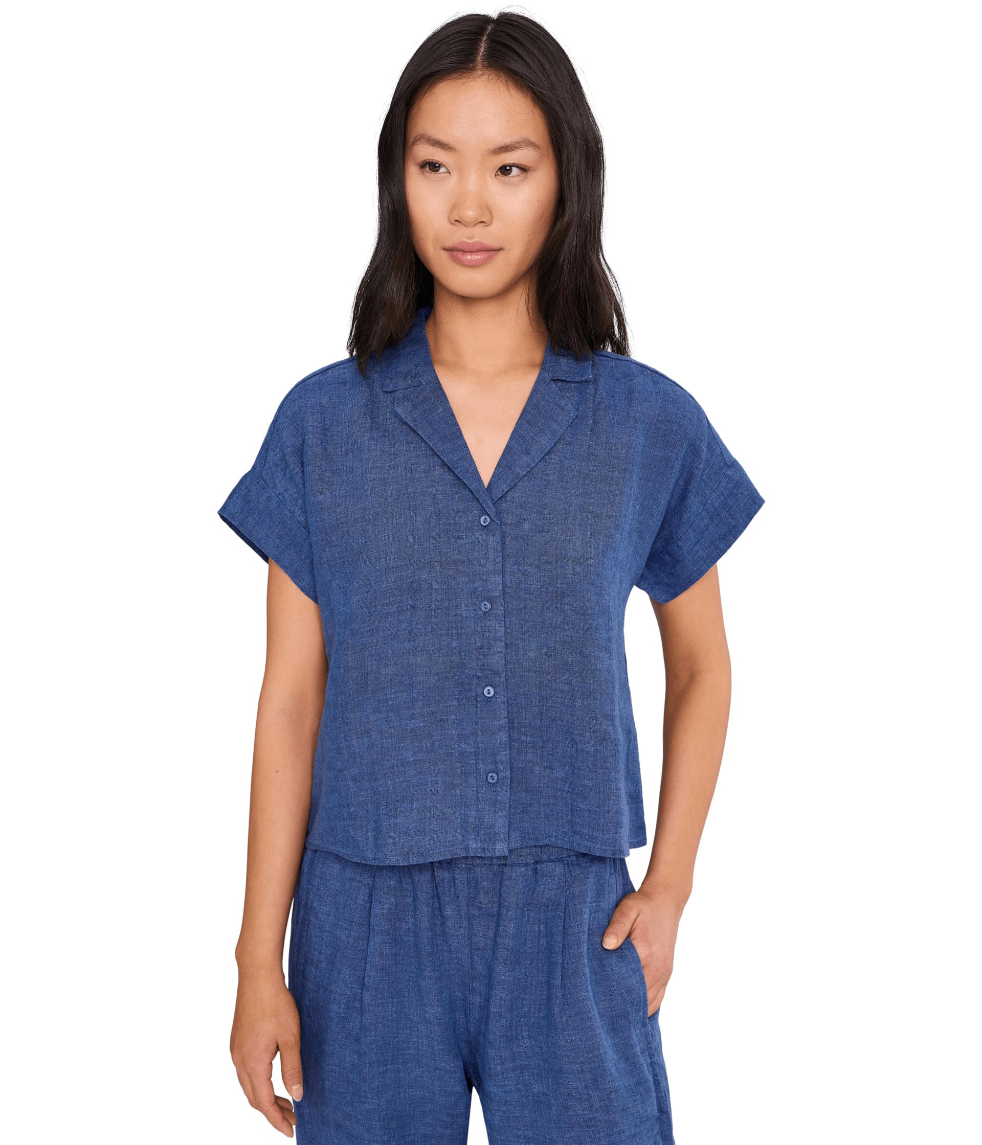 Рубашка Petite Washed Organic Linen Delave Notch Collar