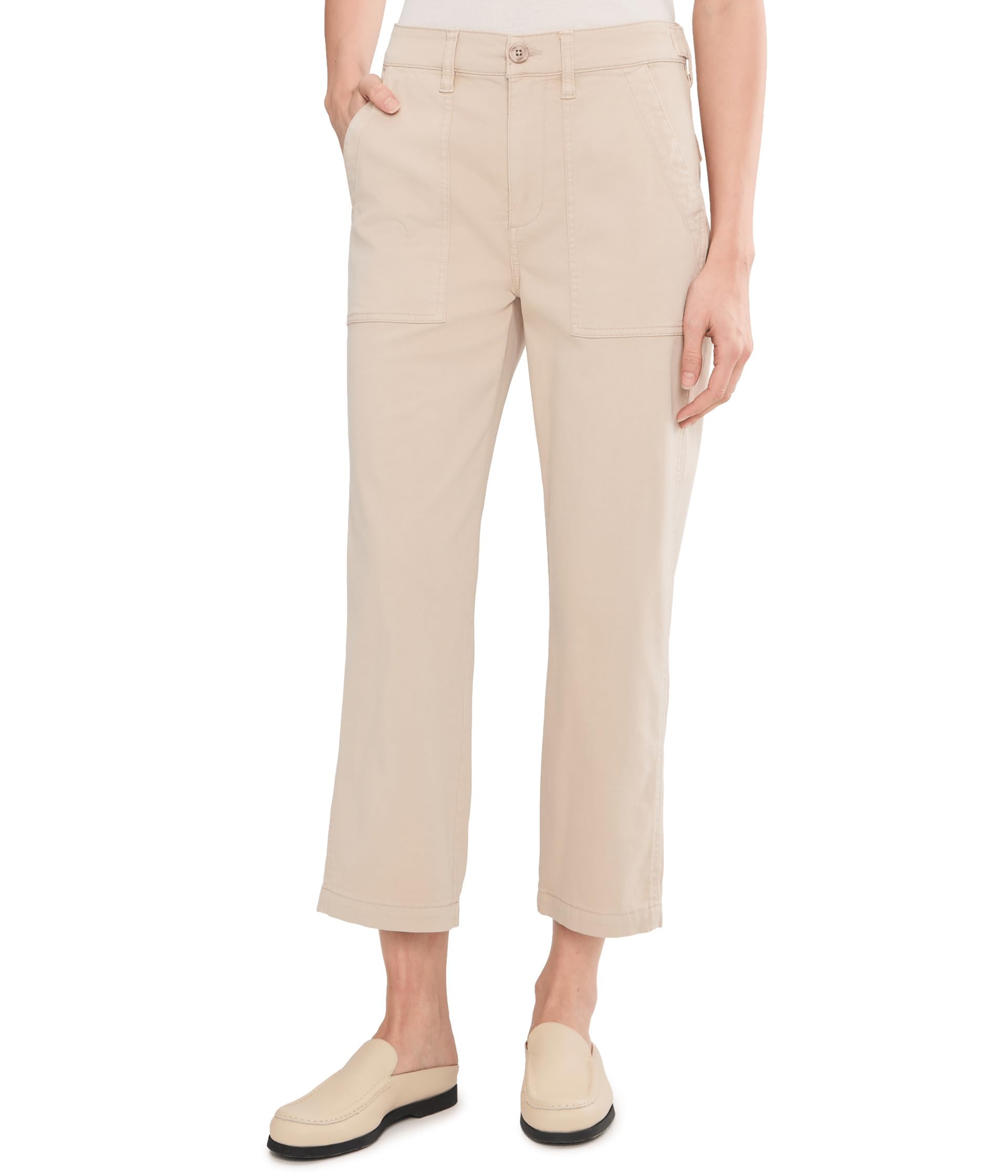 26" High-Rise Utility Crop Straight Leg Pants with Side Waistband Tabs