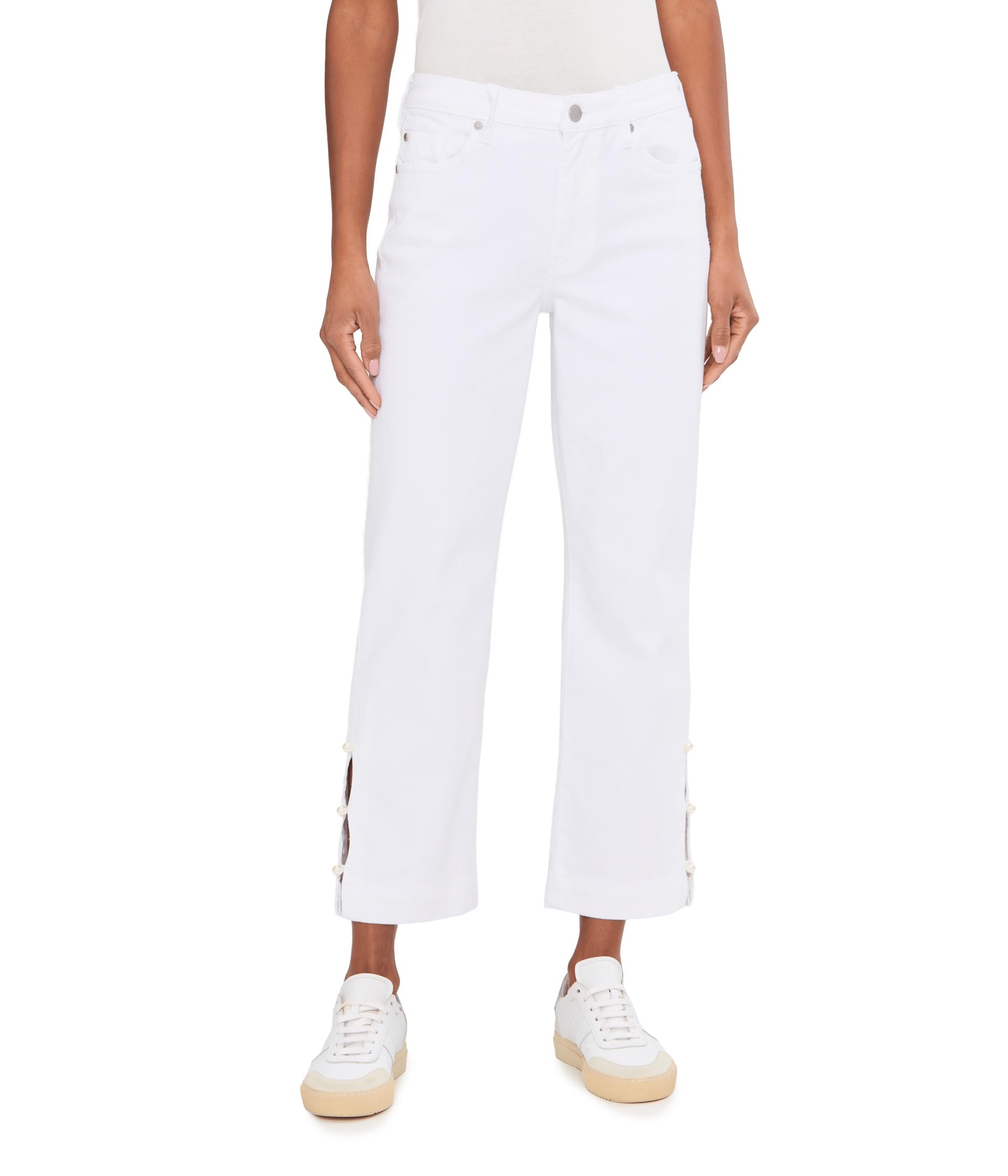 27" Kennedy Mid-Rise Crop Straight Leg Jeans с Pearl Trim