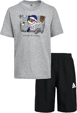 Graphic Heather Tee Woven Shorts Set (Toddler/Little Kid)