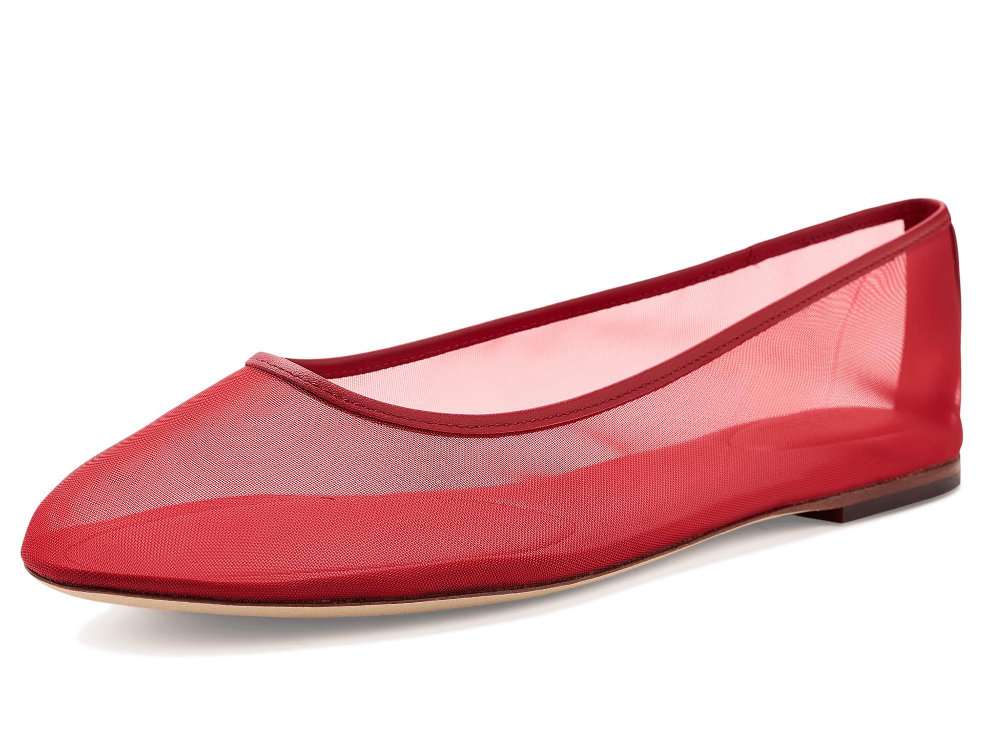 Jayna Leather-Trim Mesh Flats