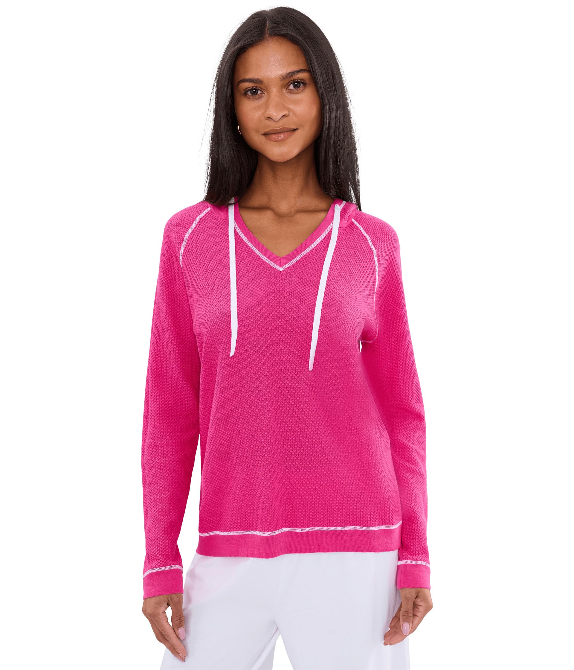 Женское худи Waffle Stitch V-Neck