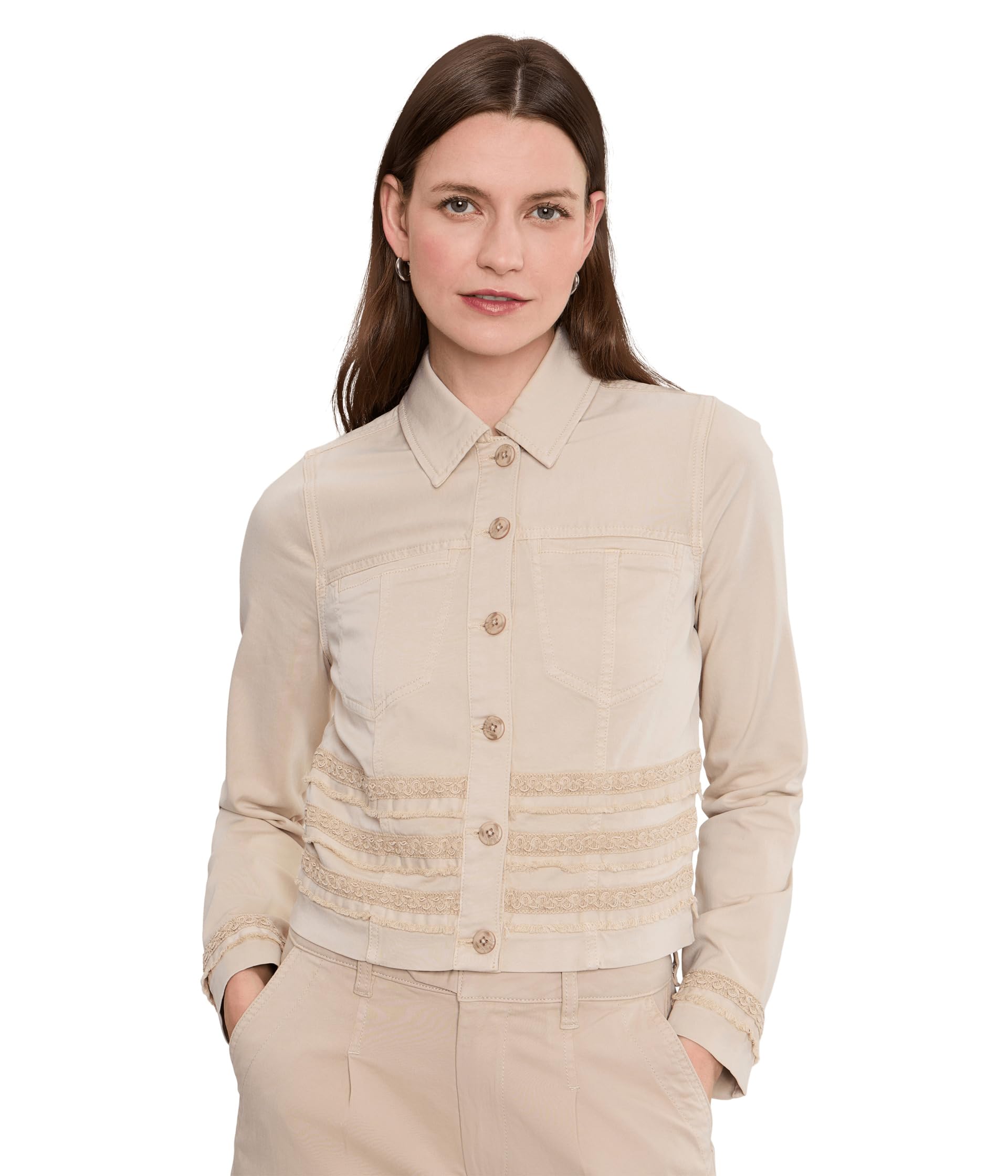 Trucker Jacket With Fray And Lace