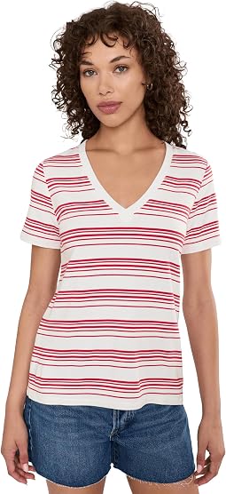 White/Cerise Stripe