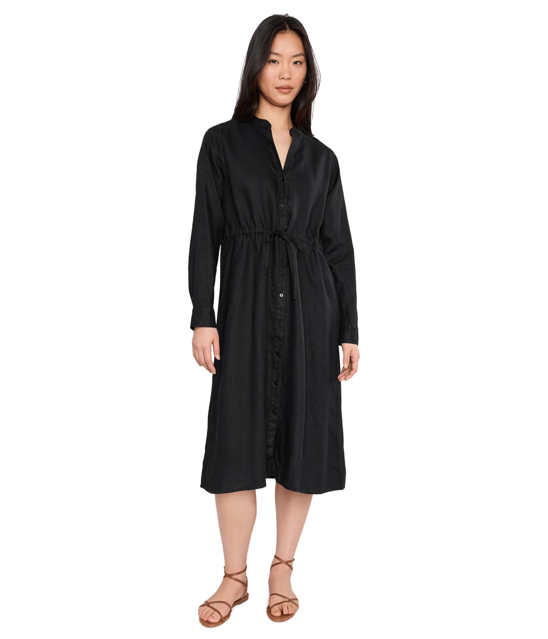 Organic Linen Mandarin Collar Dress