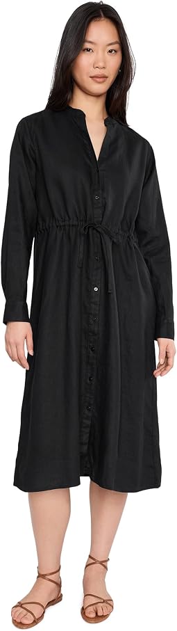 Organic Linen Mandarin Collar Dress
