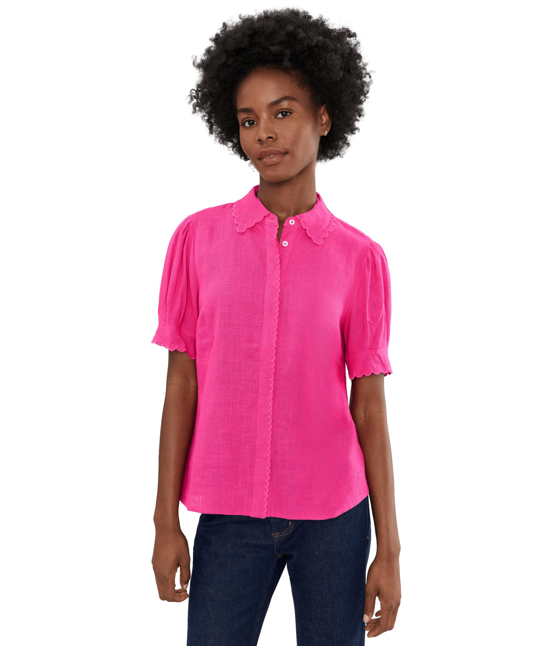Short Sleeve Scallop Trim Top