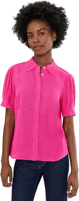 Short Sleeve Scallop Trim Top