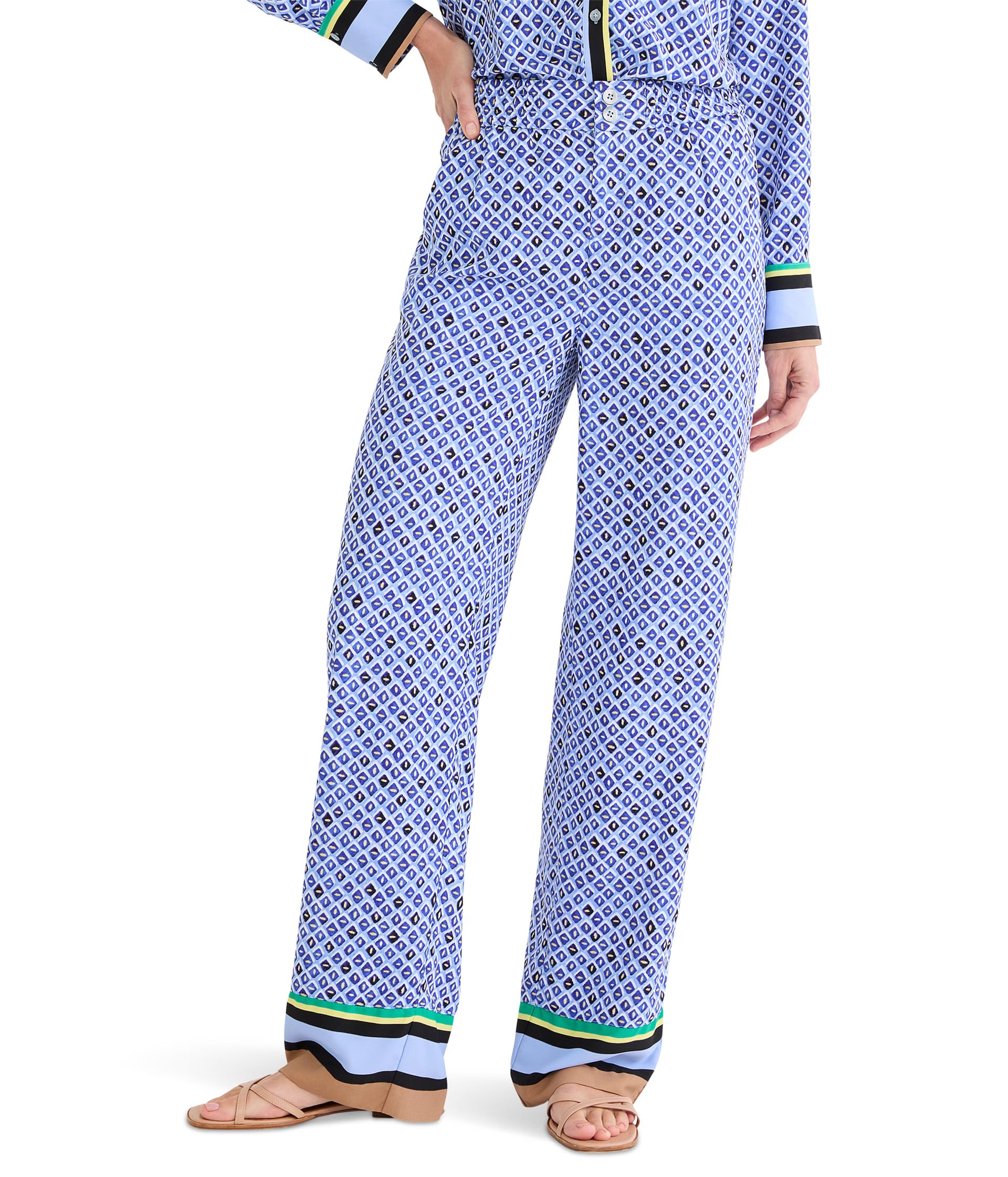Petite 31" Mosaic Trimmed Lenox Wide Leg Pants