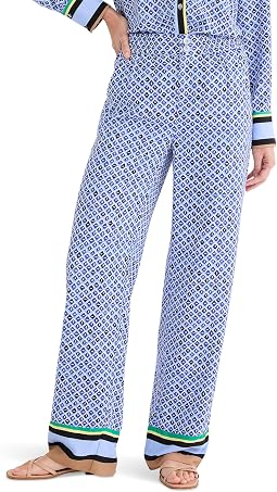 Petite 31" Mosaic Trimmed Lenox Wide Leg Pants