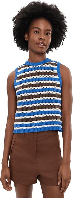 Loriana Texture Stripe Tank