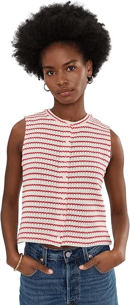 Tuck Stitch Shell with Buttons