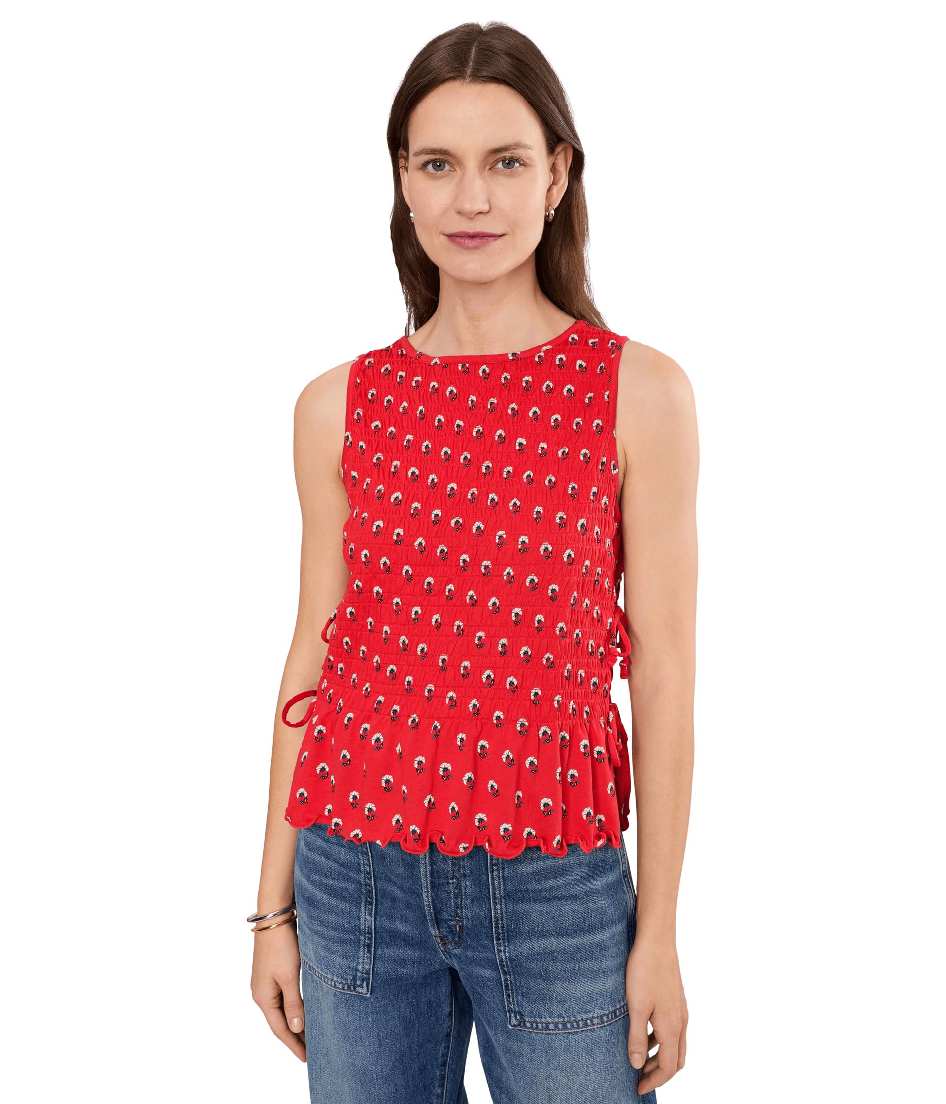 Side Tie Smocked Tank