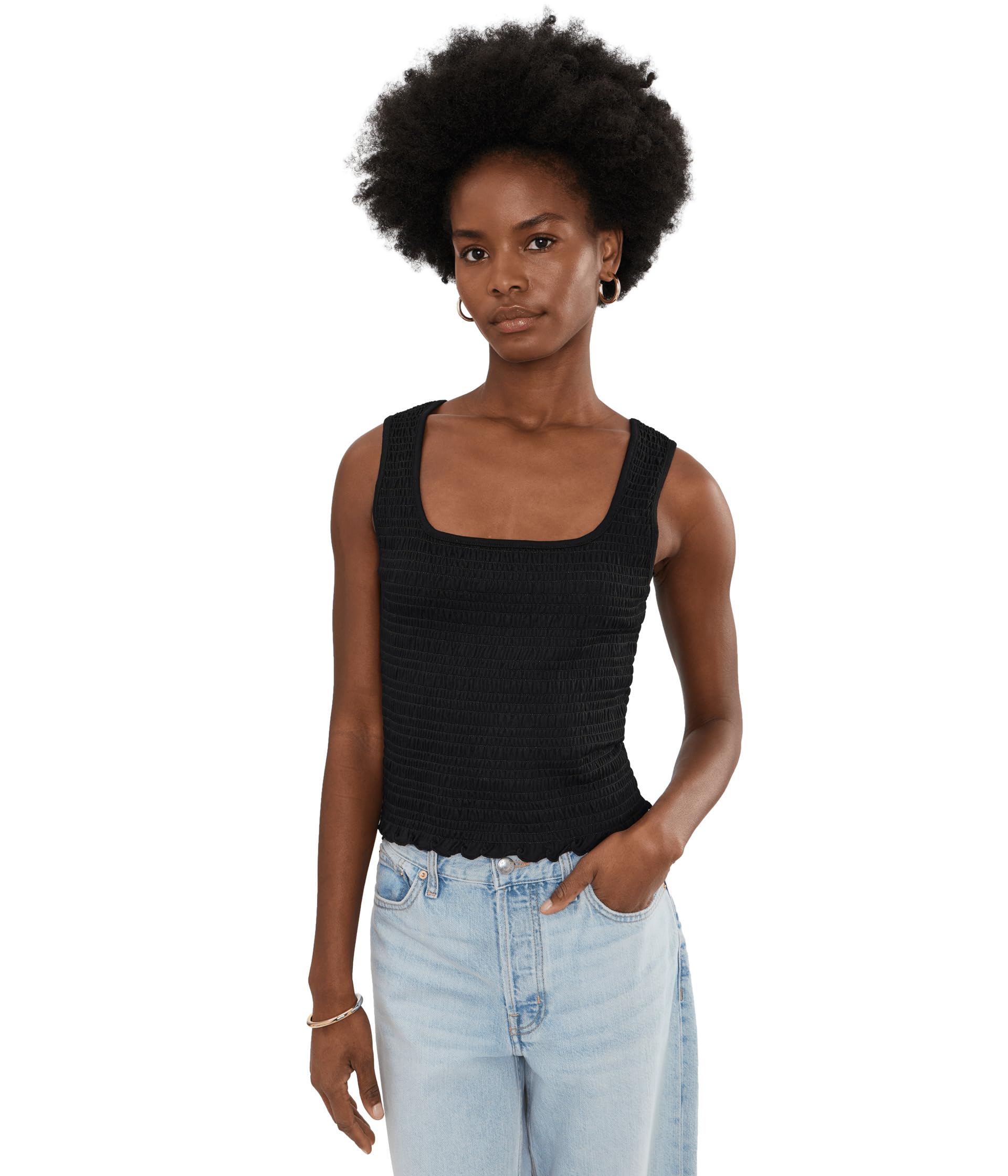 Топ Scoop Neck Smocked