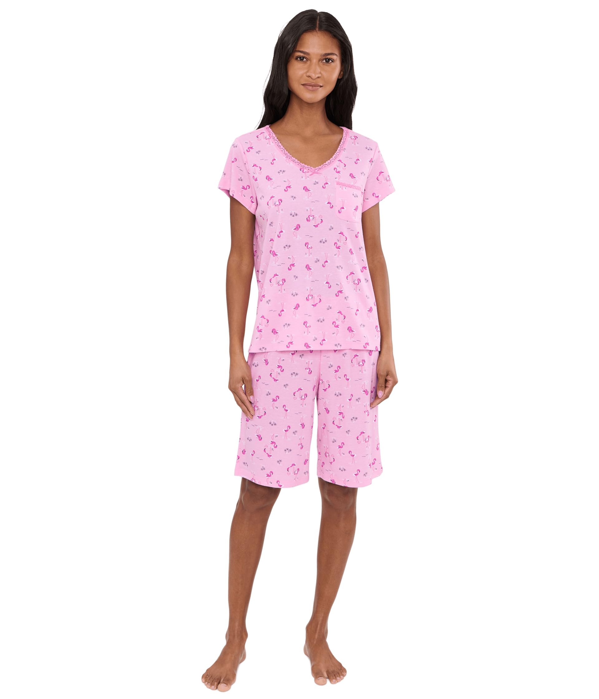 Petite V-Neck Tee & Bermuda Shorts Pajama Set