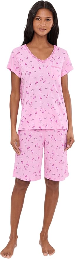 Petite V-Neck Tee & Bermuda Shorts Pajama Set