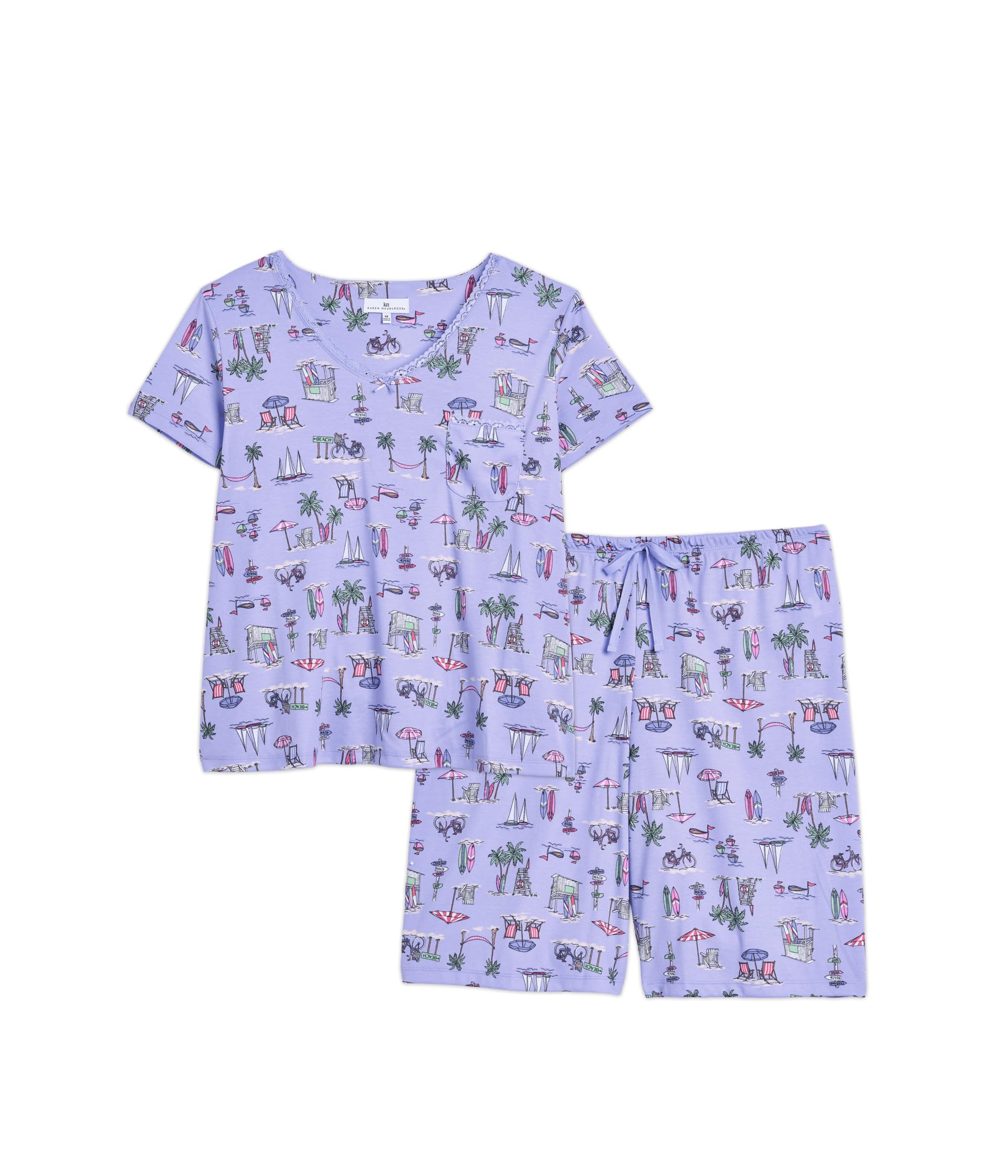 Plus Size V-Neck Tee & Bermuda Shorts Pajama Set