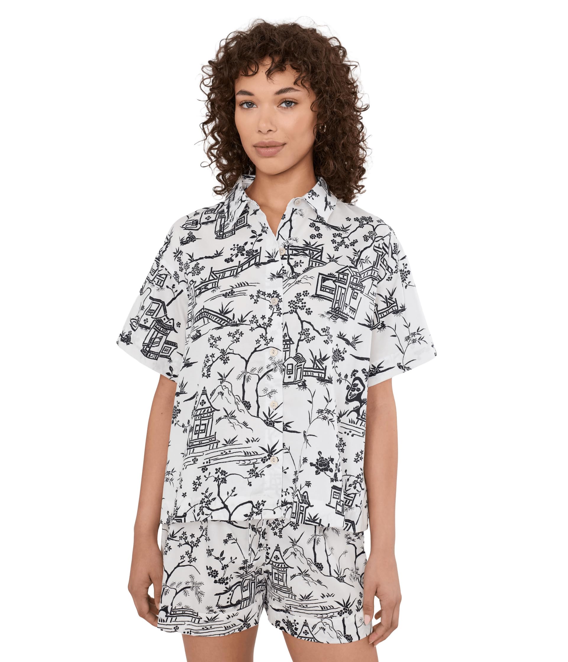Комплект короткой пижамы из хлопкового сатина Toile