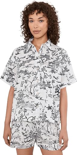 Комплект короткой пижамы из хлопкового сатина Toile