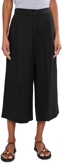 Широкие укороченные брюки из органического льна Organic Linen Pleated Wide Crop Trouser