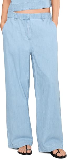 Lightweight Organic Cotton Denim High-Waisted Full Length Trousers