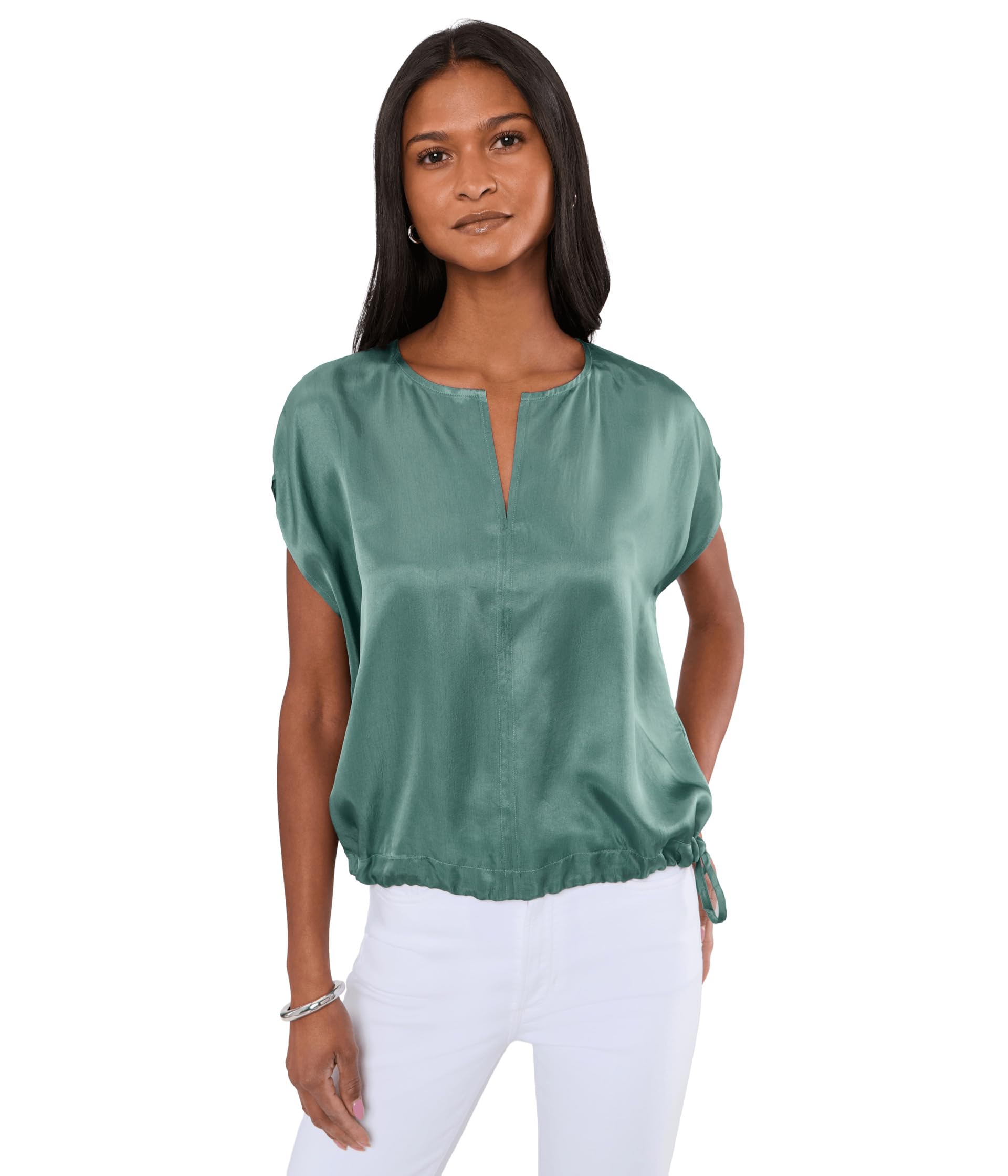 Eileen Fisher Lightweight Satin Shimmer Square Top женский топ
