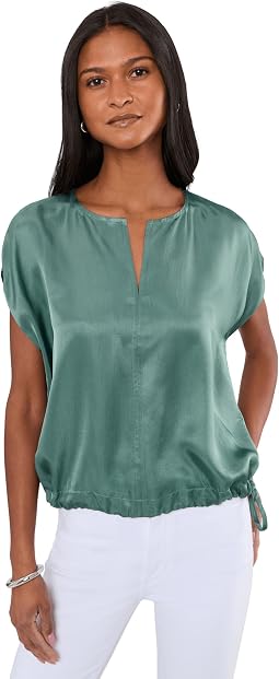 Eileen Fisher Lightweight Satin Shimmer Square Top женский топ
