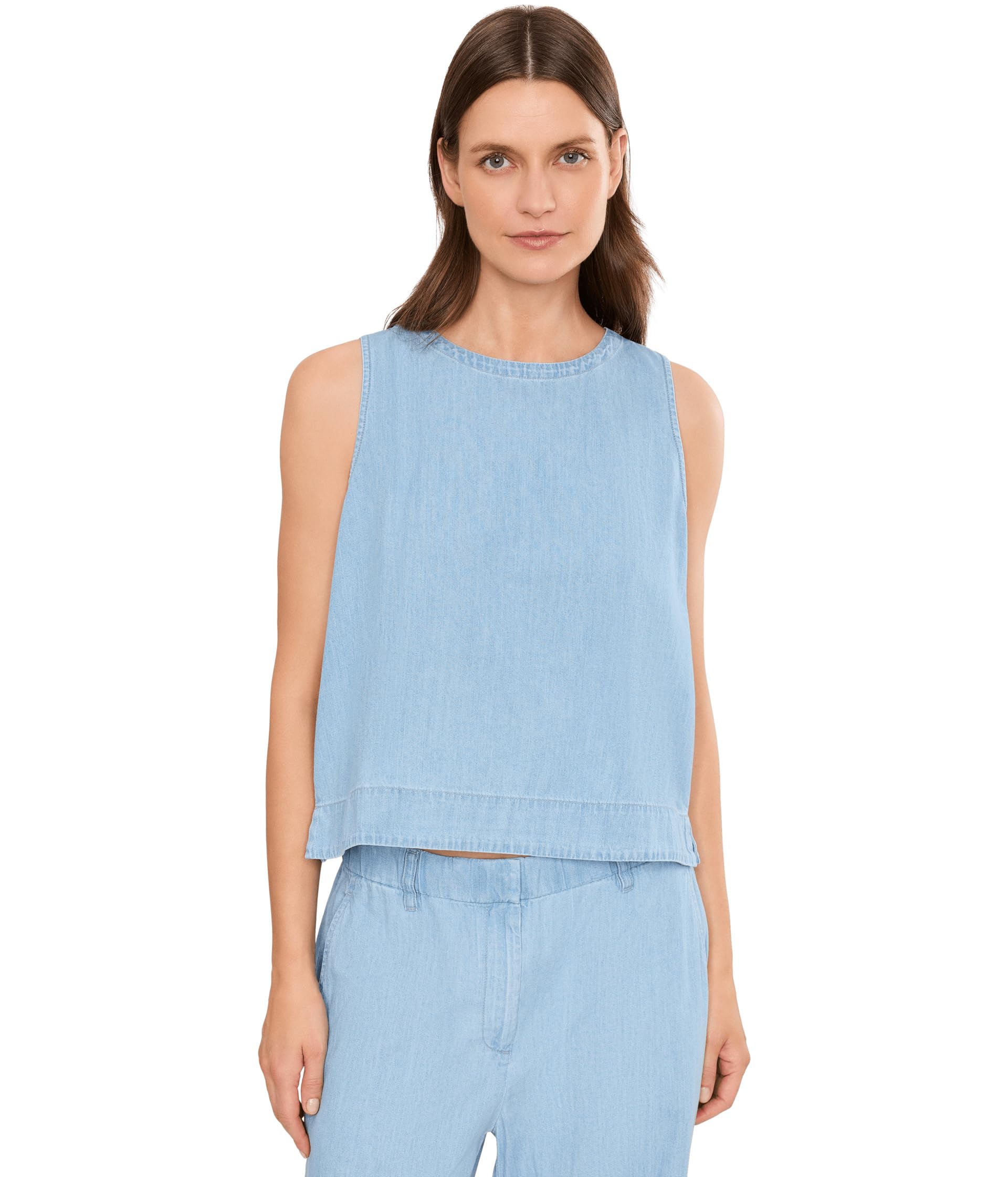 Легкая джинсовая кофта Eileen Fisher из органического хлопка с круглым вырезом