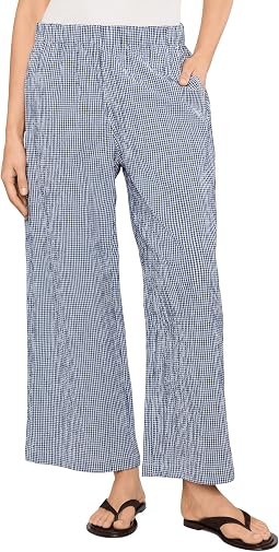 Organic Cotton Pucker Check Ankle Wide Pants