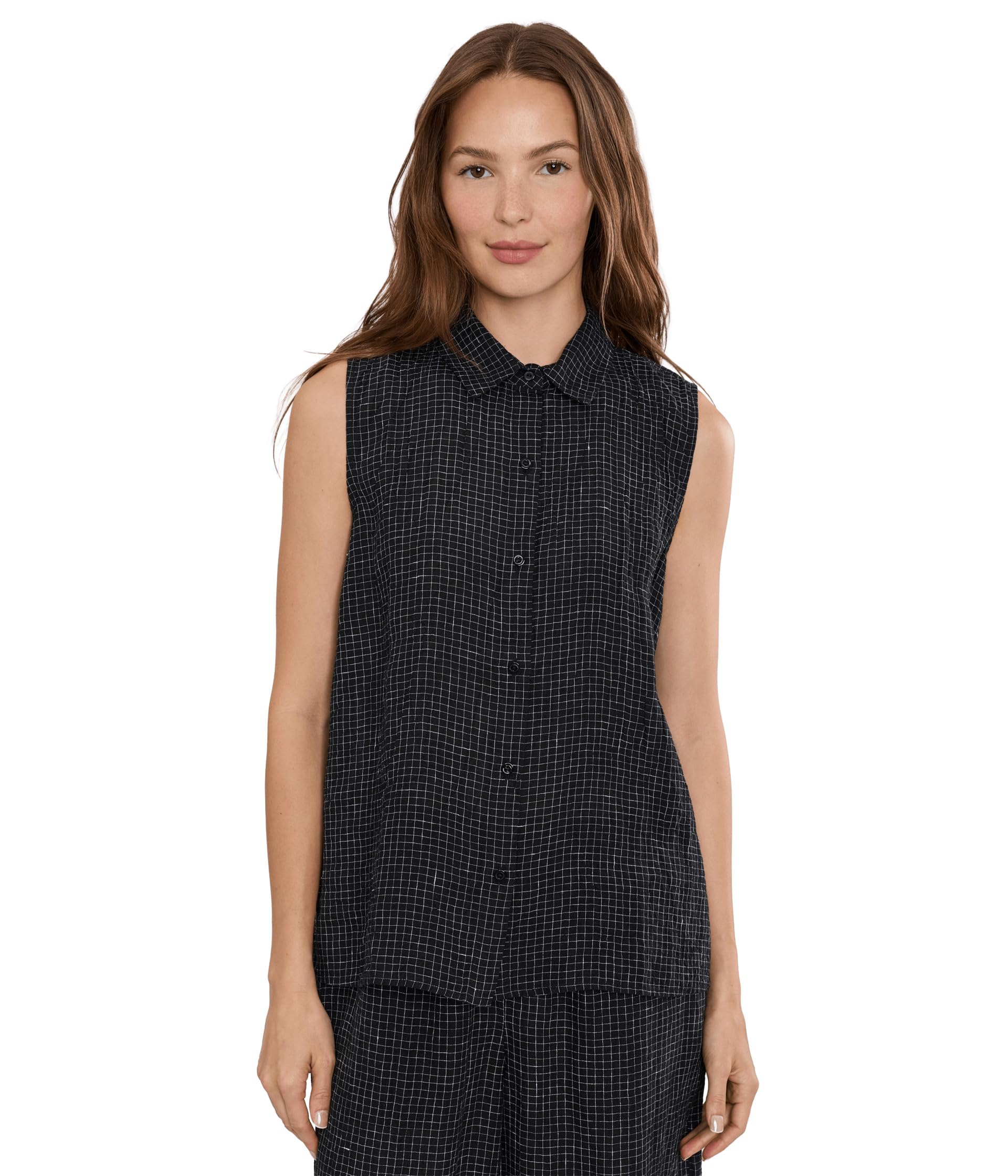 Eileen Fisher рубашка из органического льна с классическим воротником