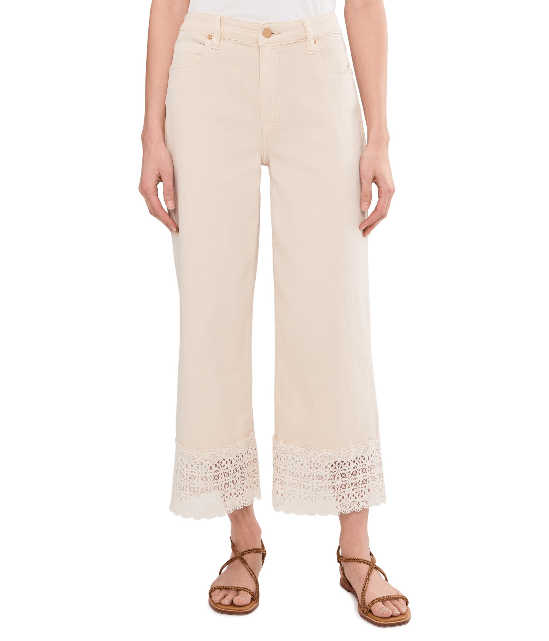 27" Mid-Rise Stride Wide Leg Pants w/ Lace Trim
