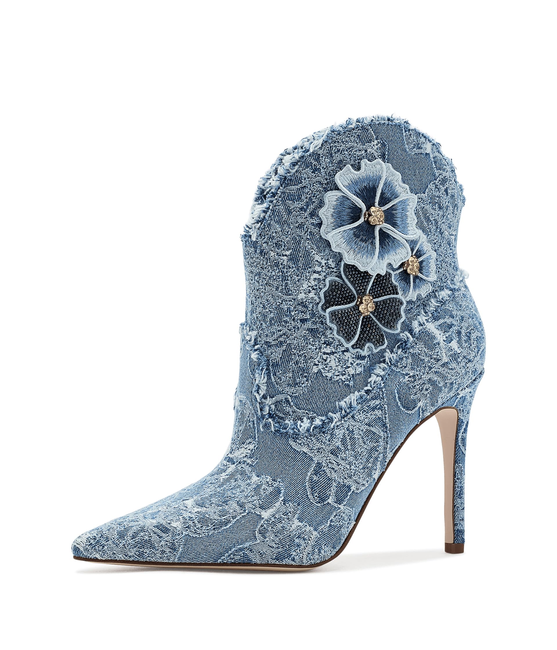 Ботильоны Plitee 3D Floral Denim
