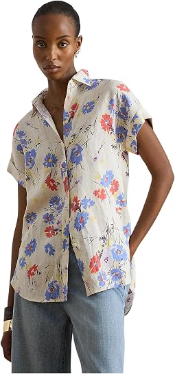 Женская рубашка Relaxed Fit Floral Short-Sleeve