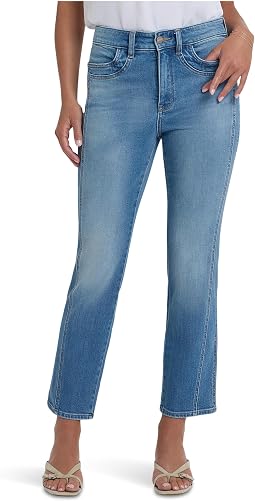 Petite Marilyn Straight Ankle Paneled Seam Detail Jeans