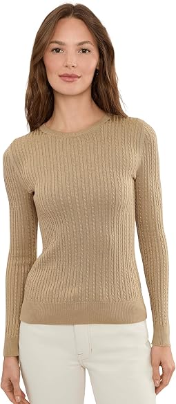 Petite Mini-Cable Crewneck Sweater